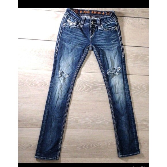 Rock Revival Distressed Madison Straight Leg Jeans - Size 26